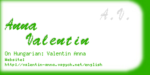 anna valentin business card